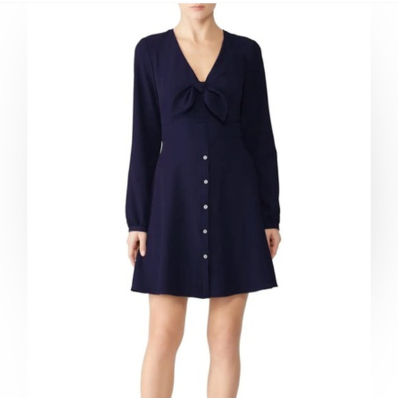 Hutch Willow Dress S Navy Blue Tie Tront Button Nautical - Picture 1 of 10